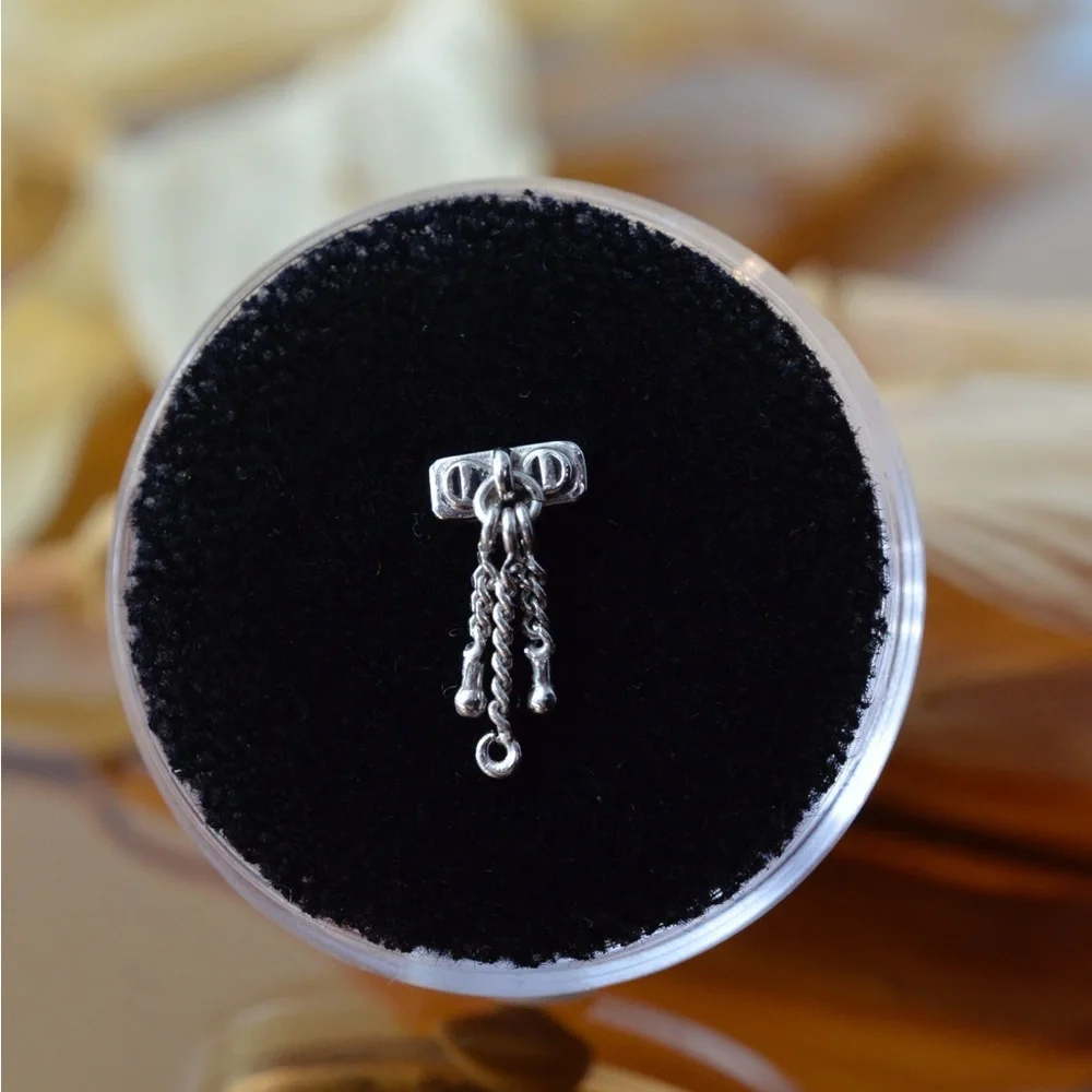 Sterling Silver Dangle Tassel Earring Charm - Silver - Picture 1 of 2